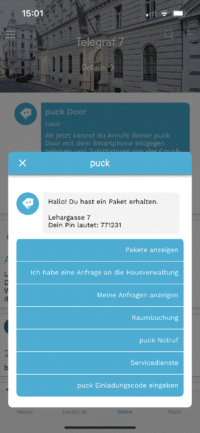 puck App Kontaktmenü